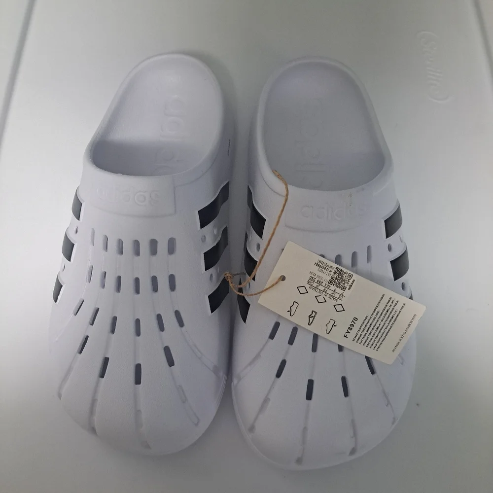 Adidas Adilette Slide Clog White Women 8 NWT - Picture 5 of 9